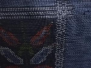 アンティーク　幾何学模様織り出し本場泥大島紬着物